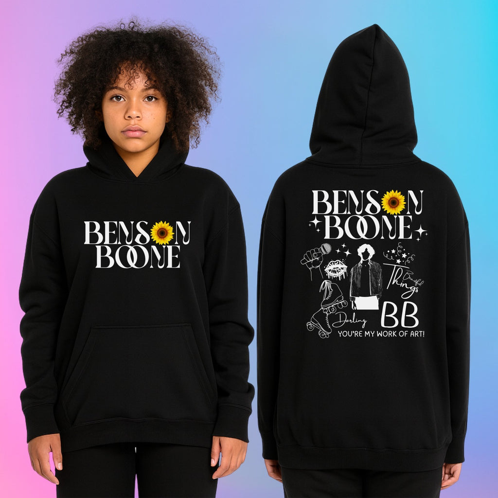 Emotional Pop Front & Back hoodie, Benson Boone concert lyrics tee Hoody