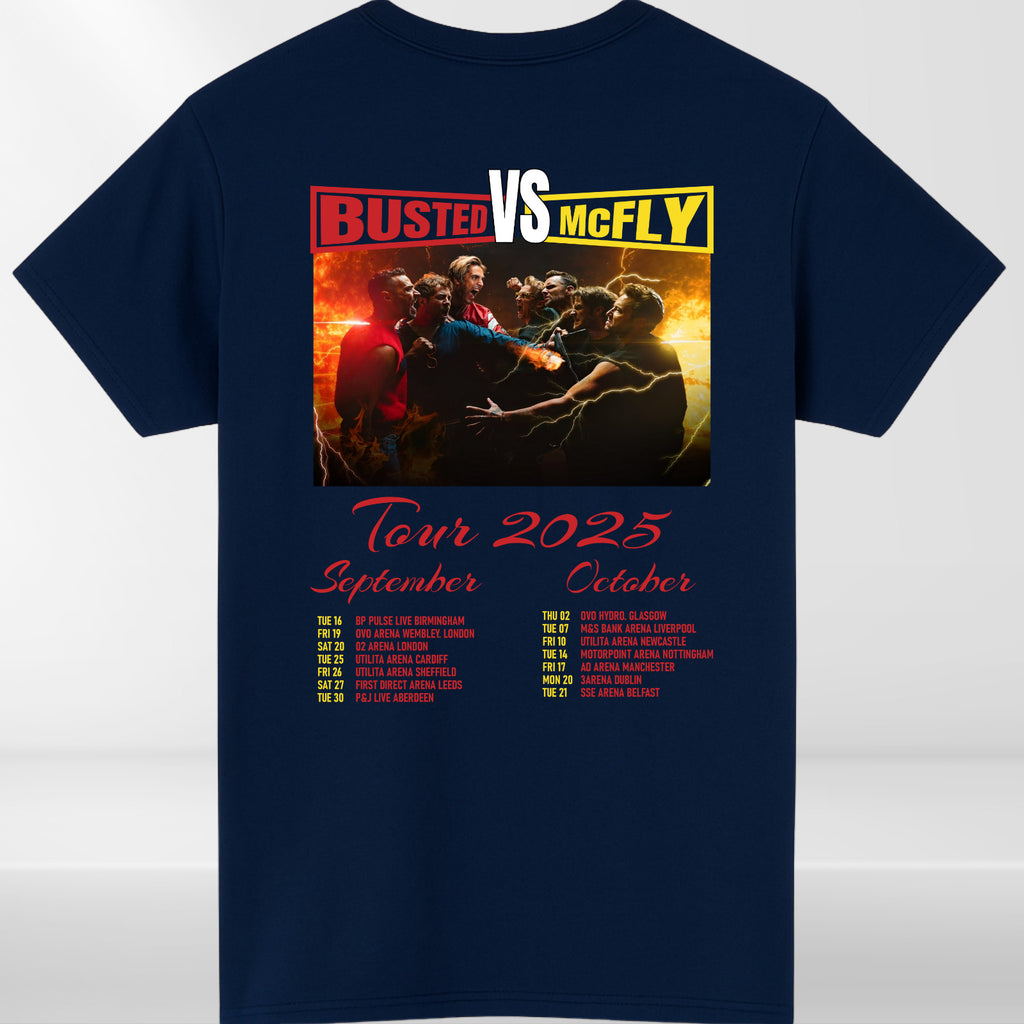 McFly vs Busted Tour 2025 T-Shirt Team McFly Band Front & Back Concert Gift Top