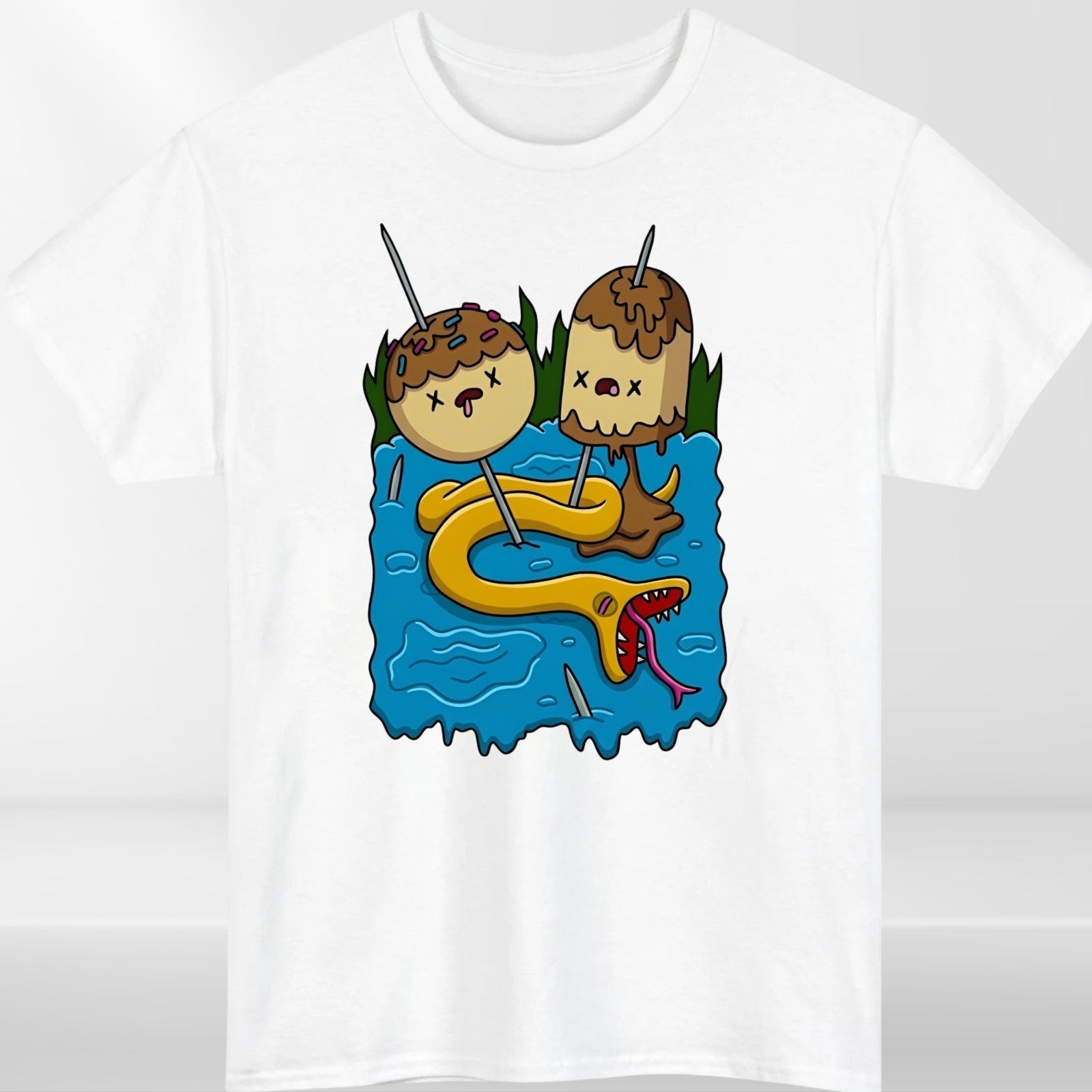 Adventure Time T Shirt Princess Bubblegum Snake Pond Graphic Unisex Tee UK