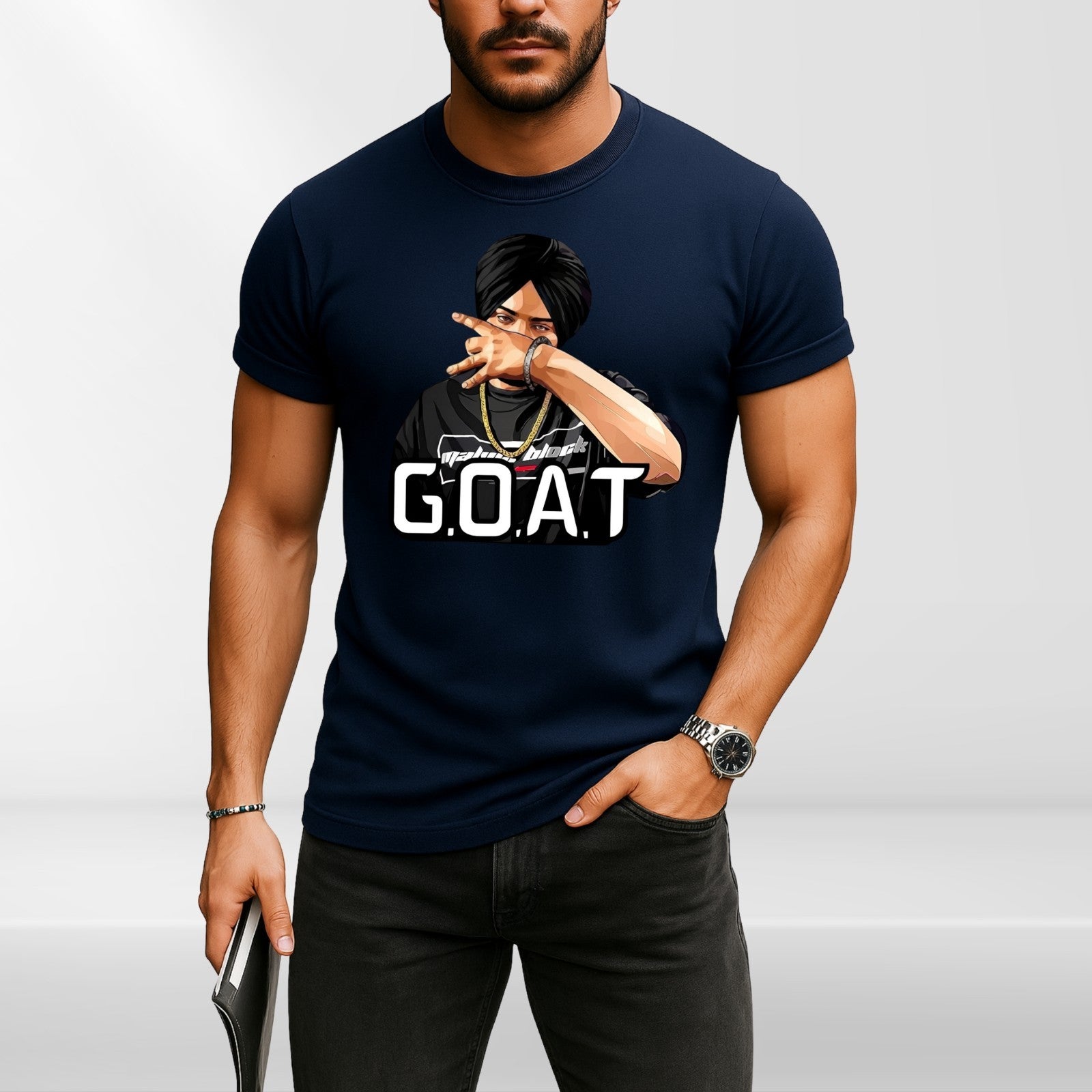 Popular! Sidhu Moose Wala Goat Indian Music Graphic Retro T-Shirt
