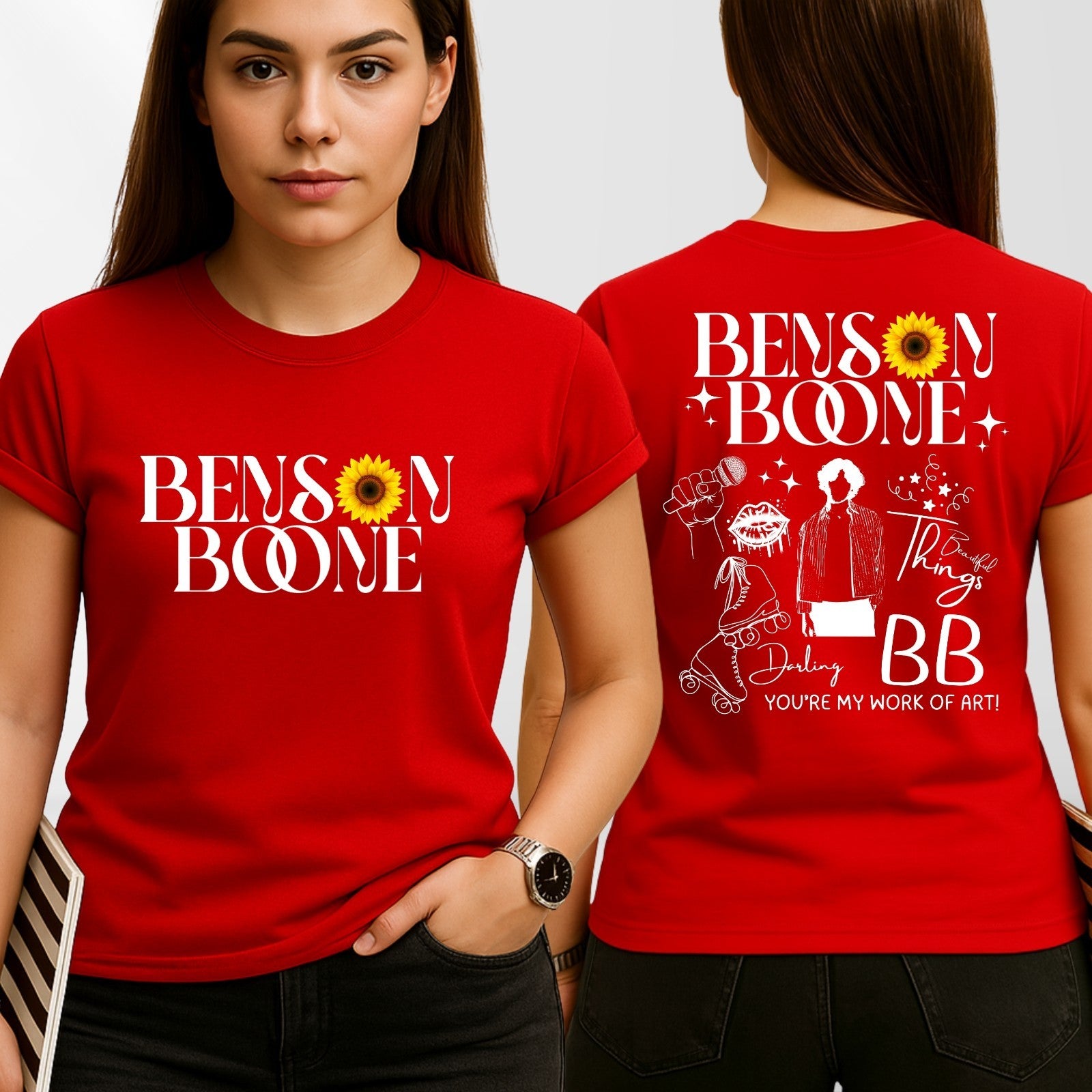 Benson Bonne Front & Back T shirt, Benson Boone concert lyrics tee top