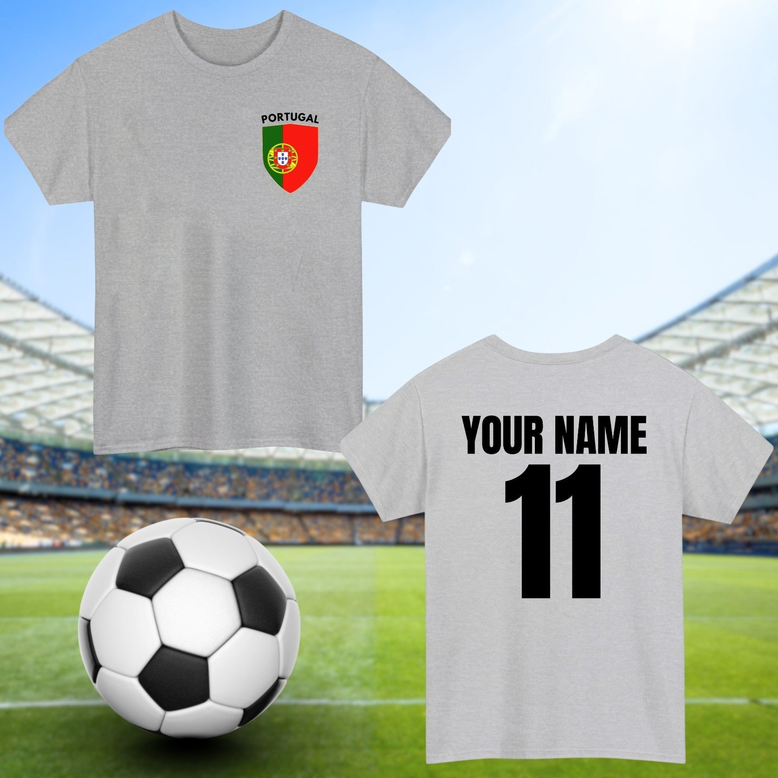 Personalised Portugal Football T-Shirt Custom Name And Number Sports Lover Top