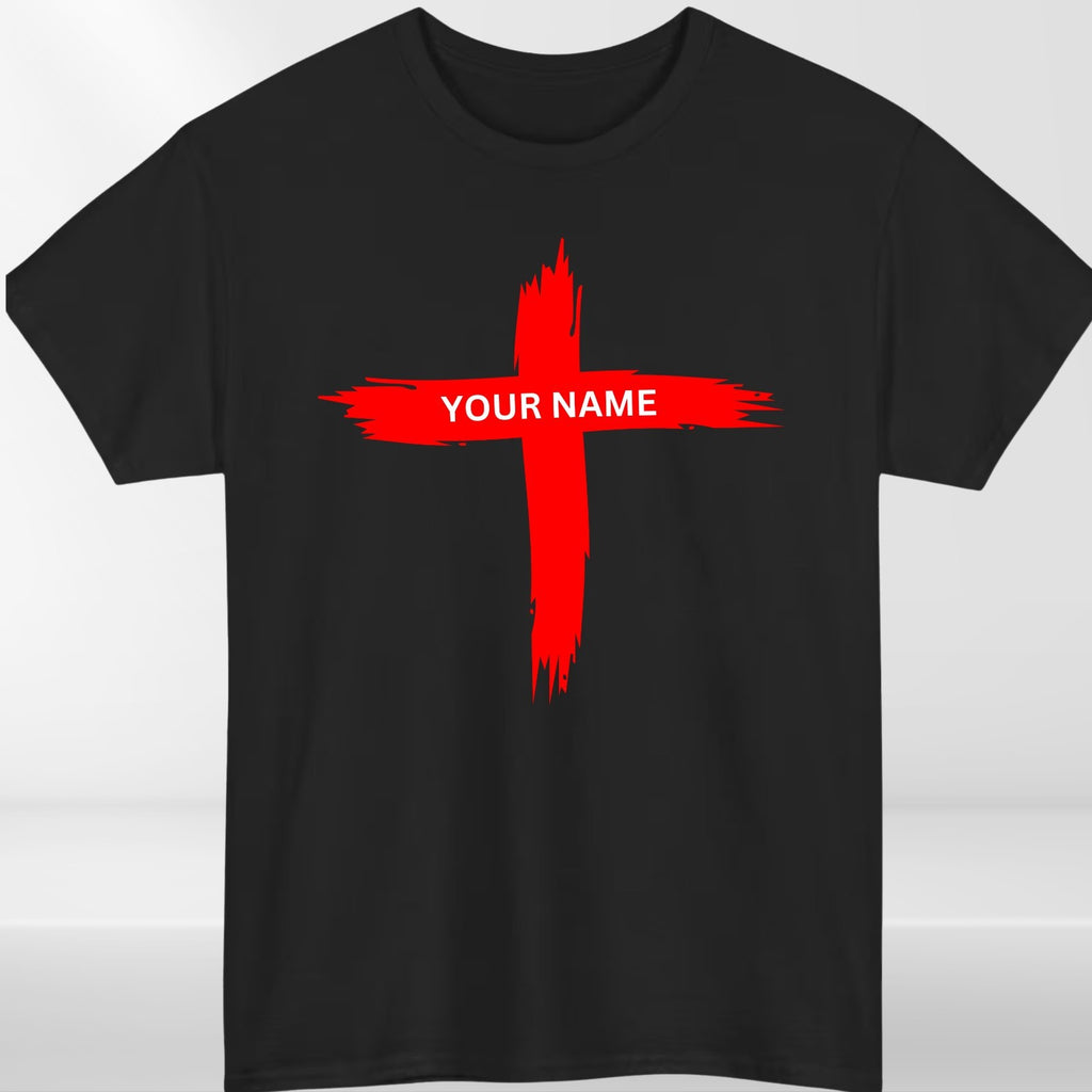 Personalised Cross T-Shirt Family Matching Easter Christian Black Cotton Top