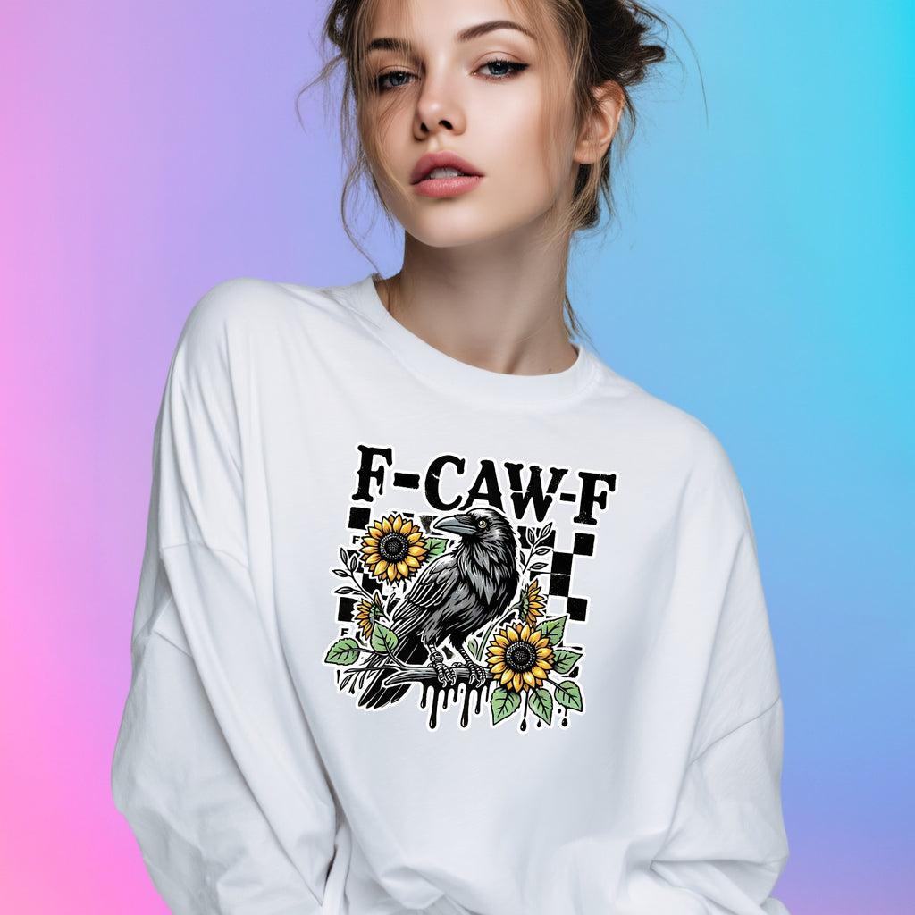 F-CAW-F Sarcastic Chicken Sweatshirt Printed Funny Gothic Gift Crew Neck Jumper