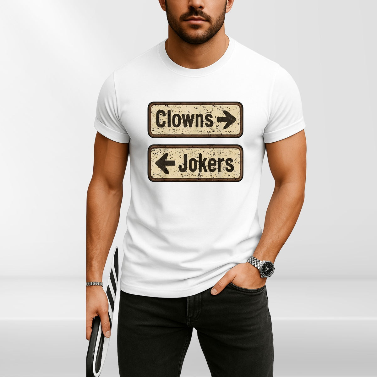 Clowns Jokers Funny Mens T Shirt Sarcastic Direction Retro Humour Unisex Tee Top