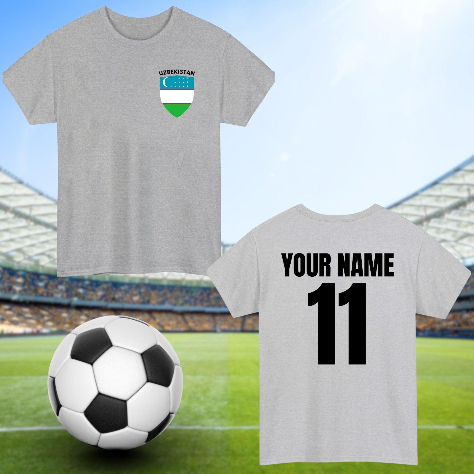 Personalised Uzbekistan Football T-Shirt Custom Name And Number Sports Lover Top