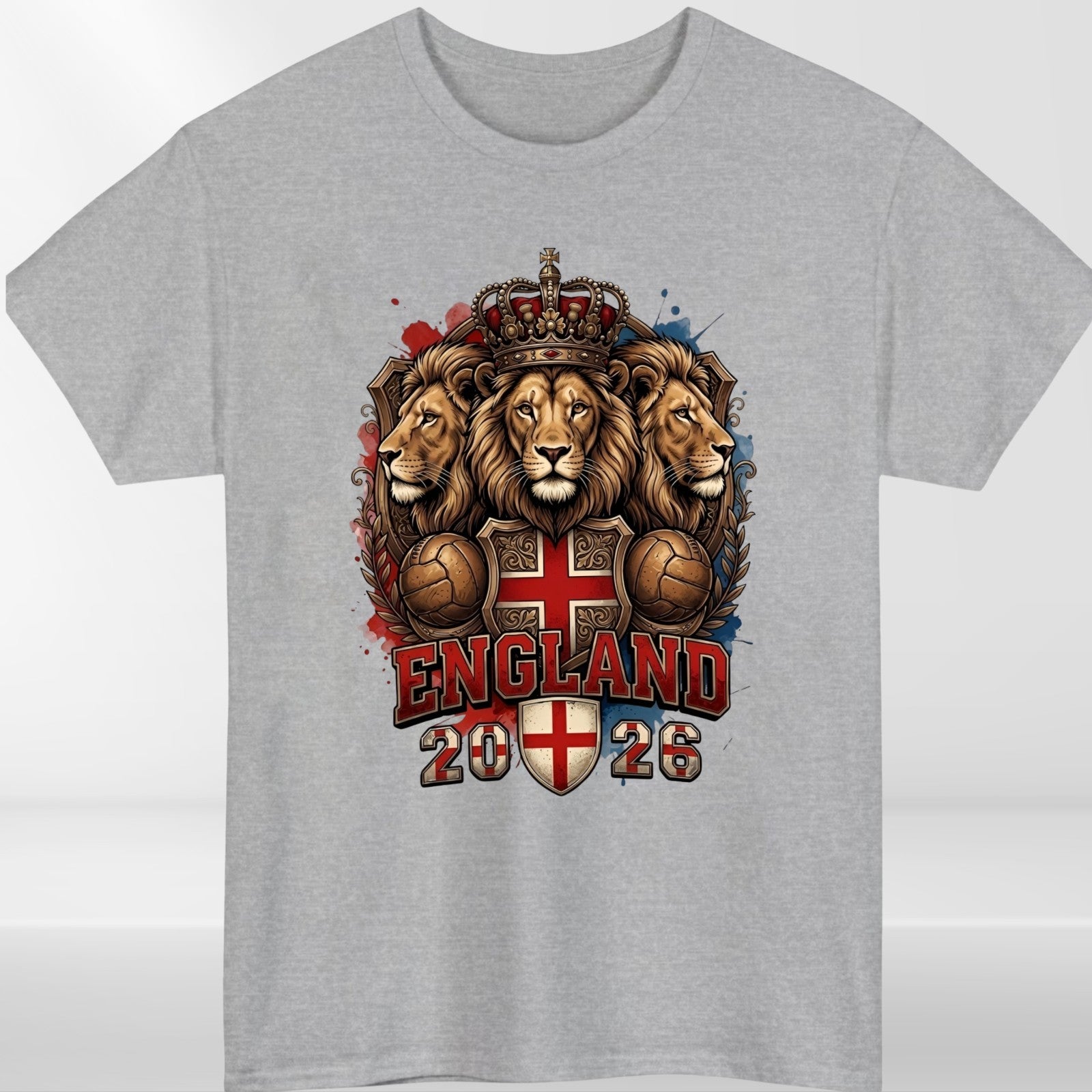 England 2026 Three Lions Inspired T Shirt Football Fan Graphic Gift Tee UK