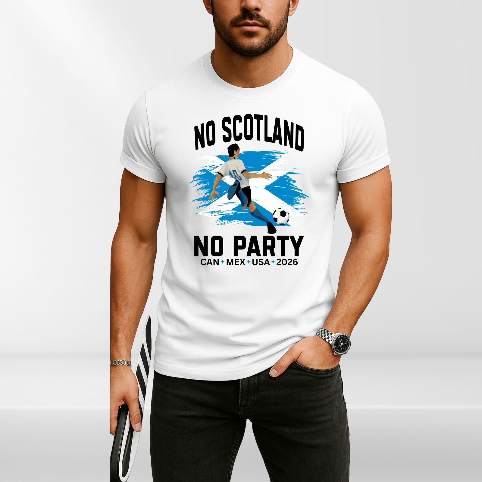 No Scotland No Party 2026 Football Fan T Shirt Scotland Soccer Supporters Tee