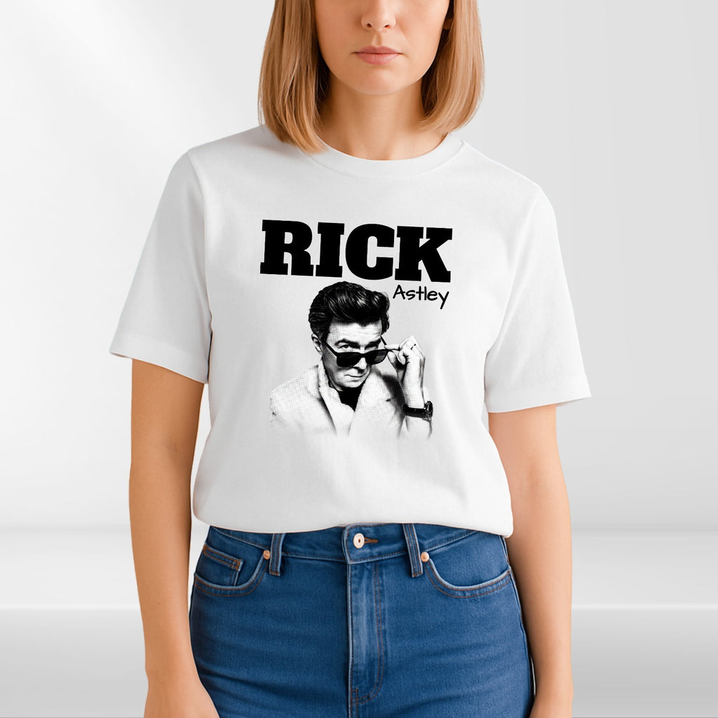 Rick Astley Homage T-Shirt Funny UK Music Icon Legend 90's 80's Retro Tee