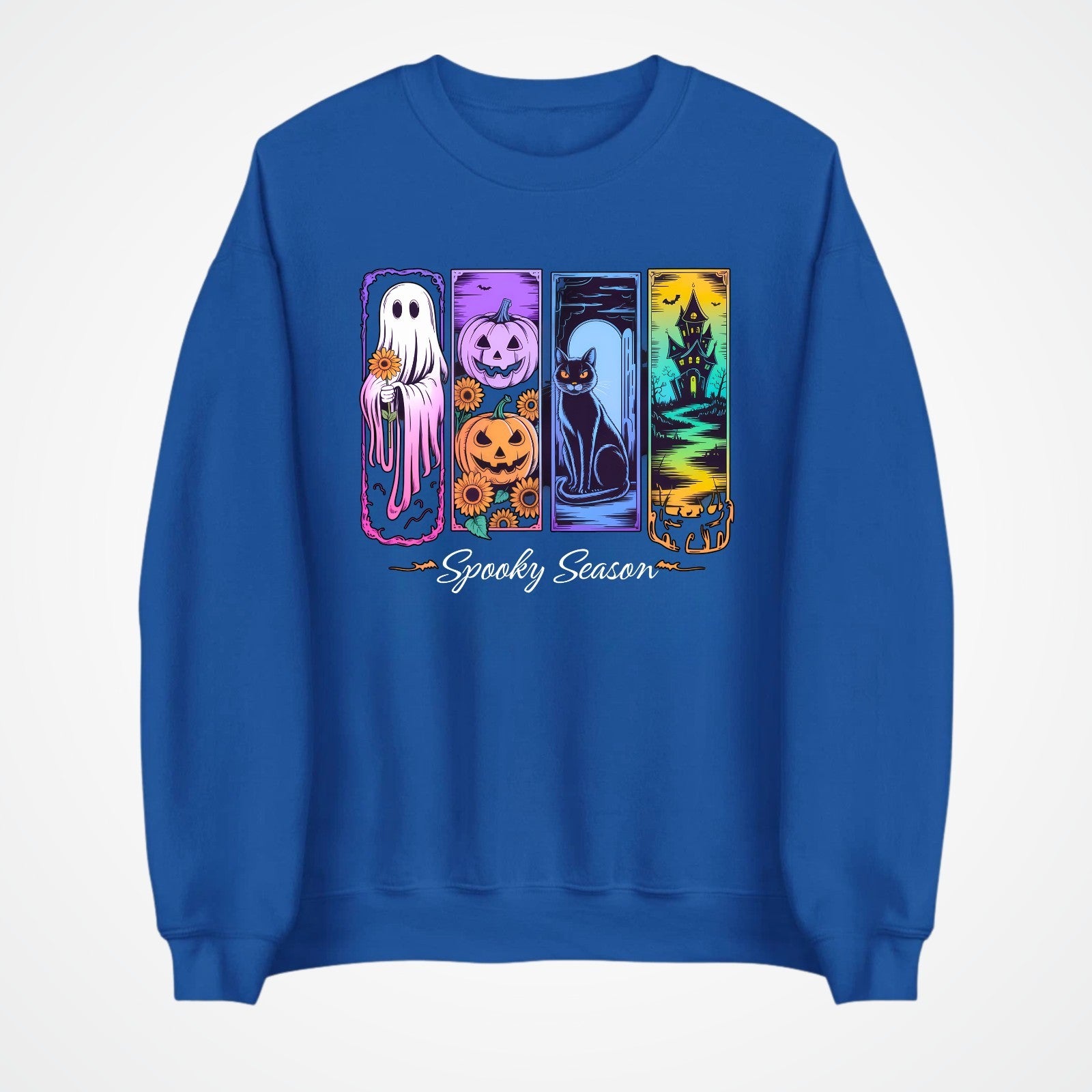 Spooky Season Jumper | Cute Halloween Sweatshirt | Ghost Pumpkin Cat Design | Au