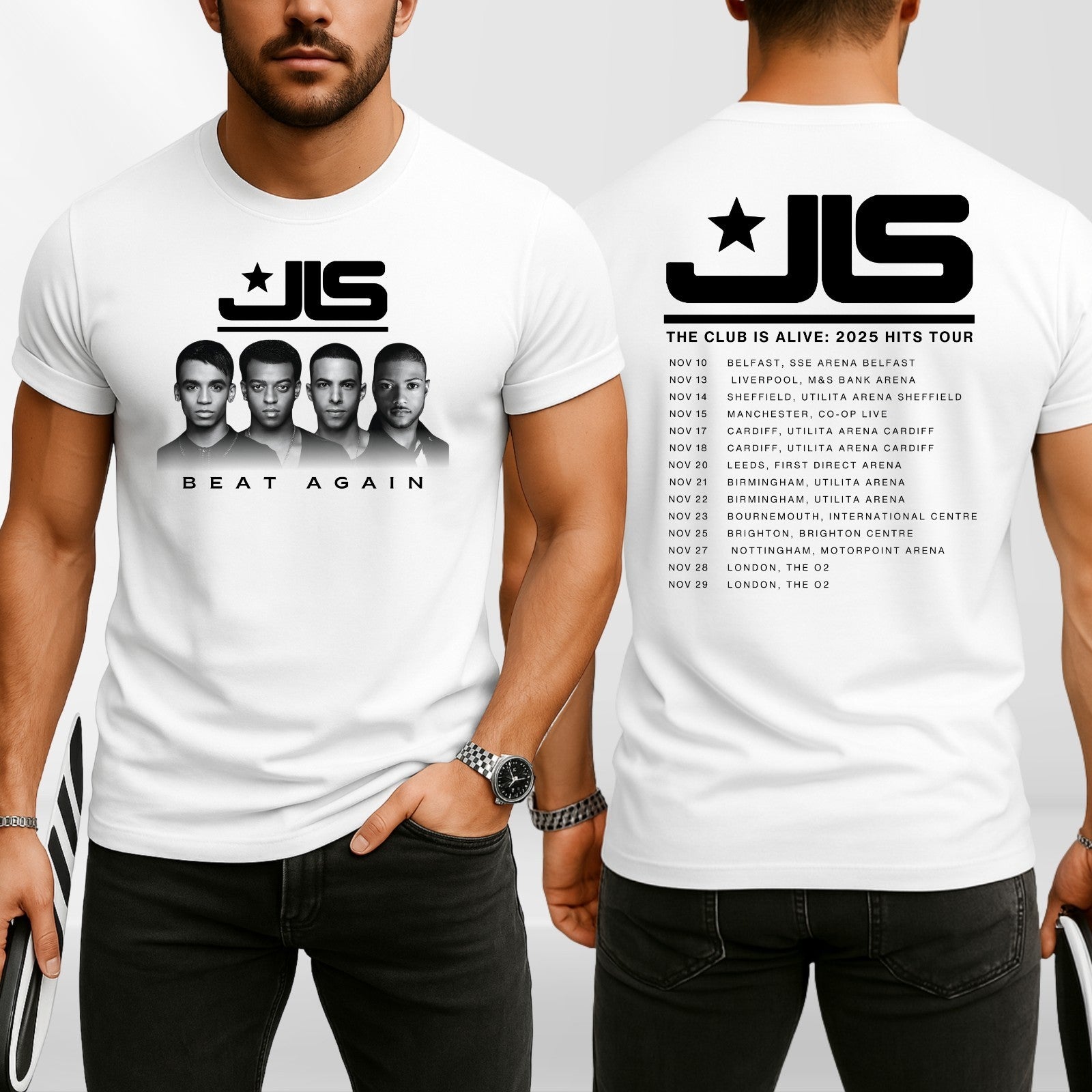 Classic Boy Band T-Shirt, JLS The Club Is Alive 2025 UK Tour Pop Fan Gift Tee
