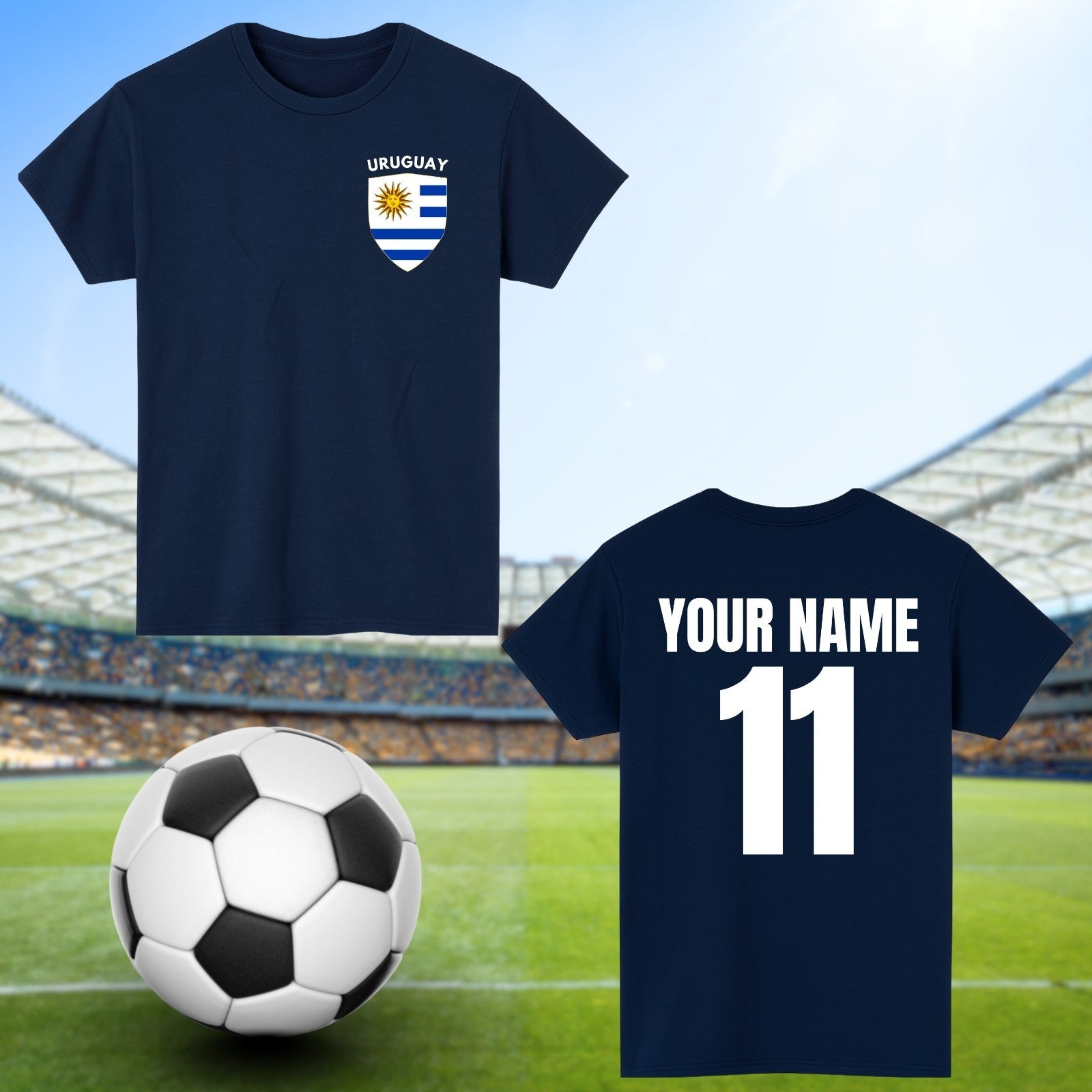 Personalised Uruguay Football T-Shirt Custom Name And Number Sports Lover To