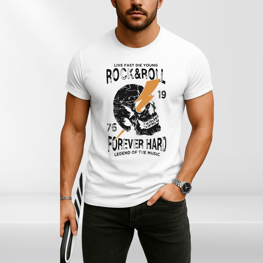KAM Big Fashion Rock N Roll T Shirt Cotton Short Sleeve Casual Tee