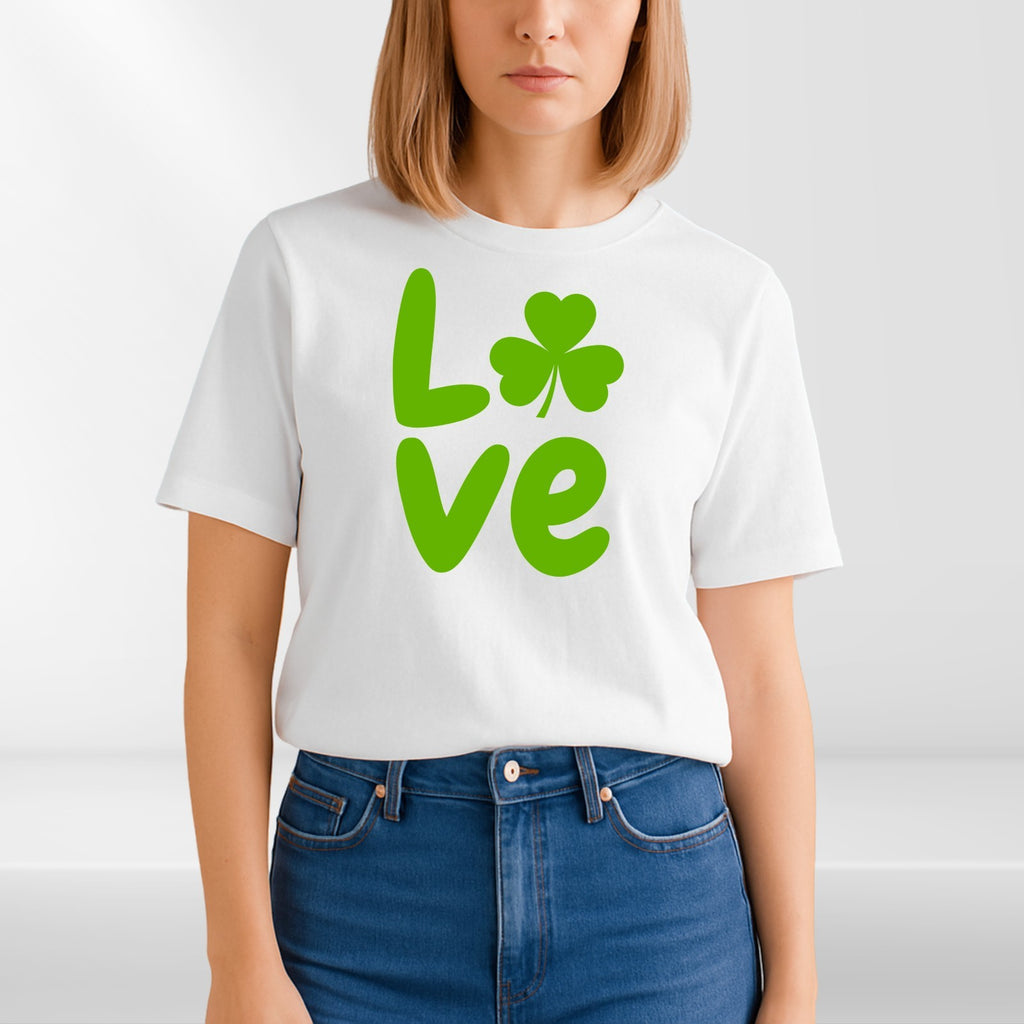 St Patricks Day Family Matching T-Shirts Love Shamrock Black Cotton Unisex