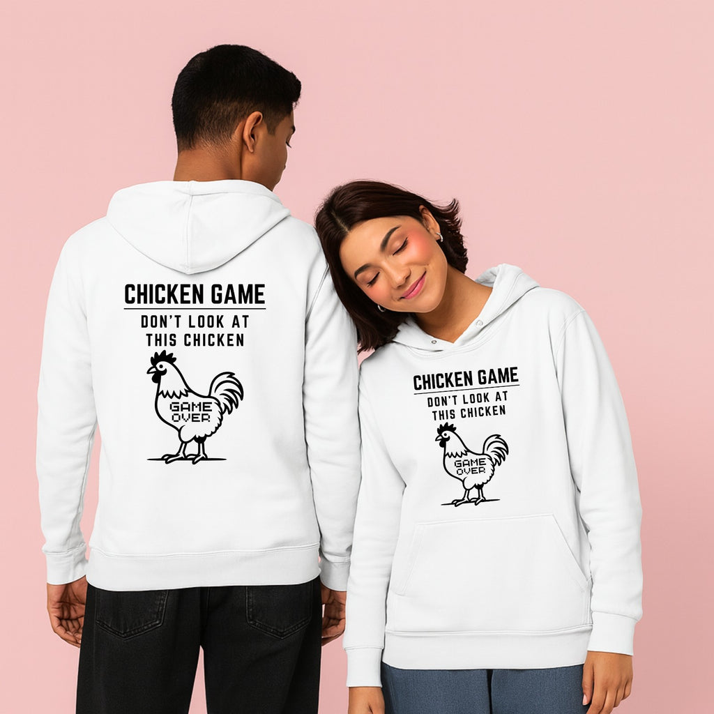 CHICKEN GAME HOODIE Dont Look Game Over Funny Novelty Hooded Jumper