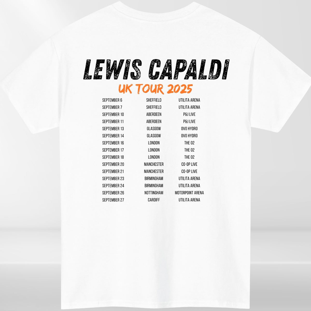 Lewis Capaldi UK Tour 2025 T-Shirt Concert Merch Front & Back Fan Gift Tee Top