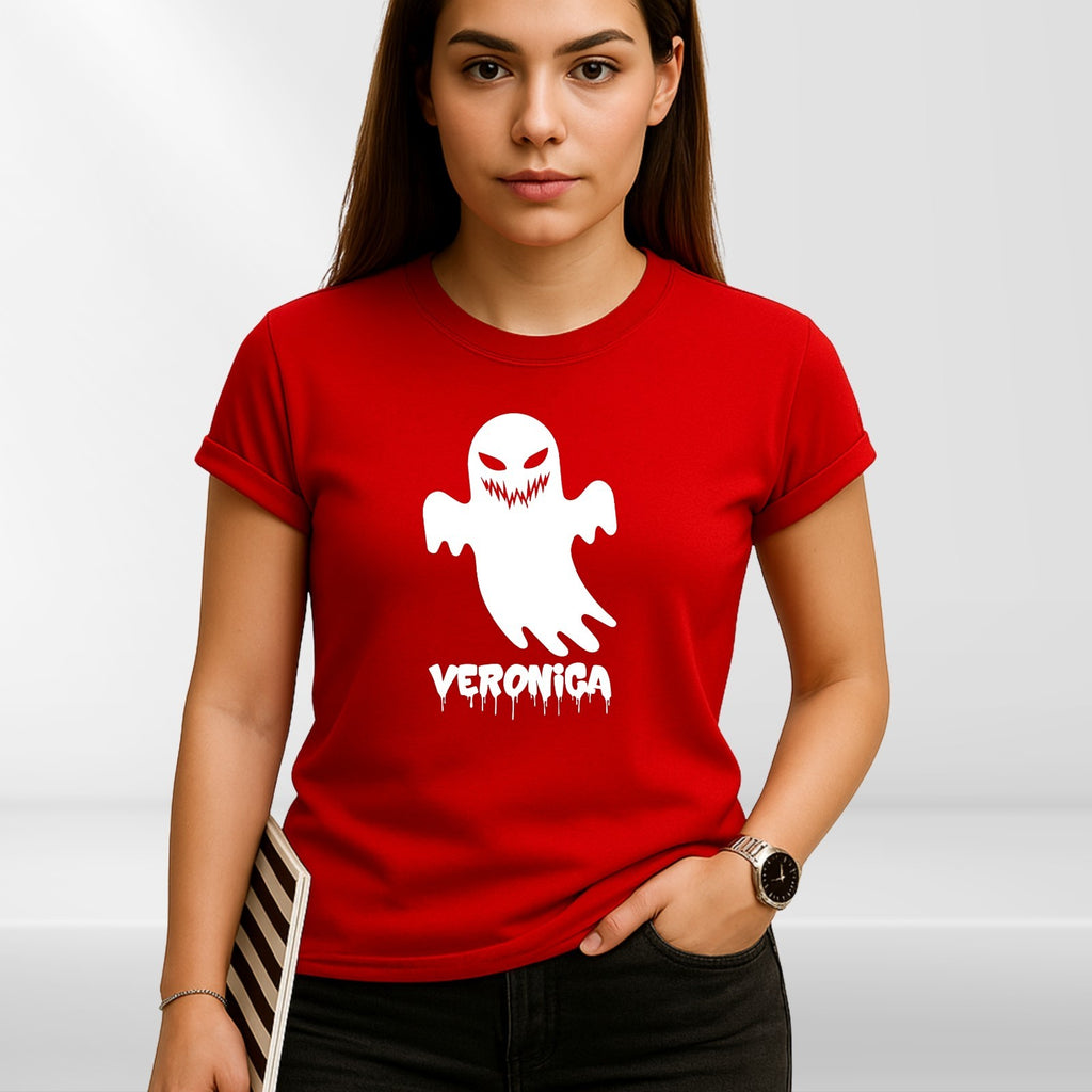 Personalised Halloween Ghost Couple T-Shirt Custom Name Spooky Scary Festive Top