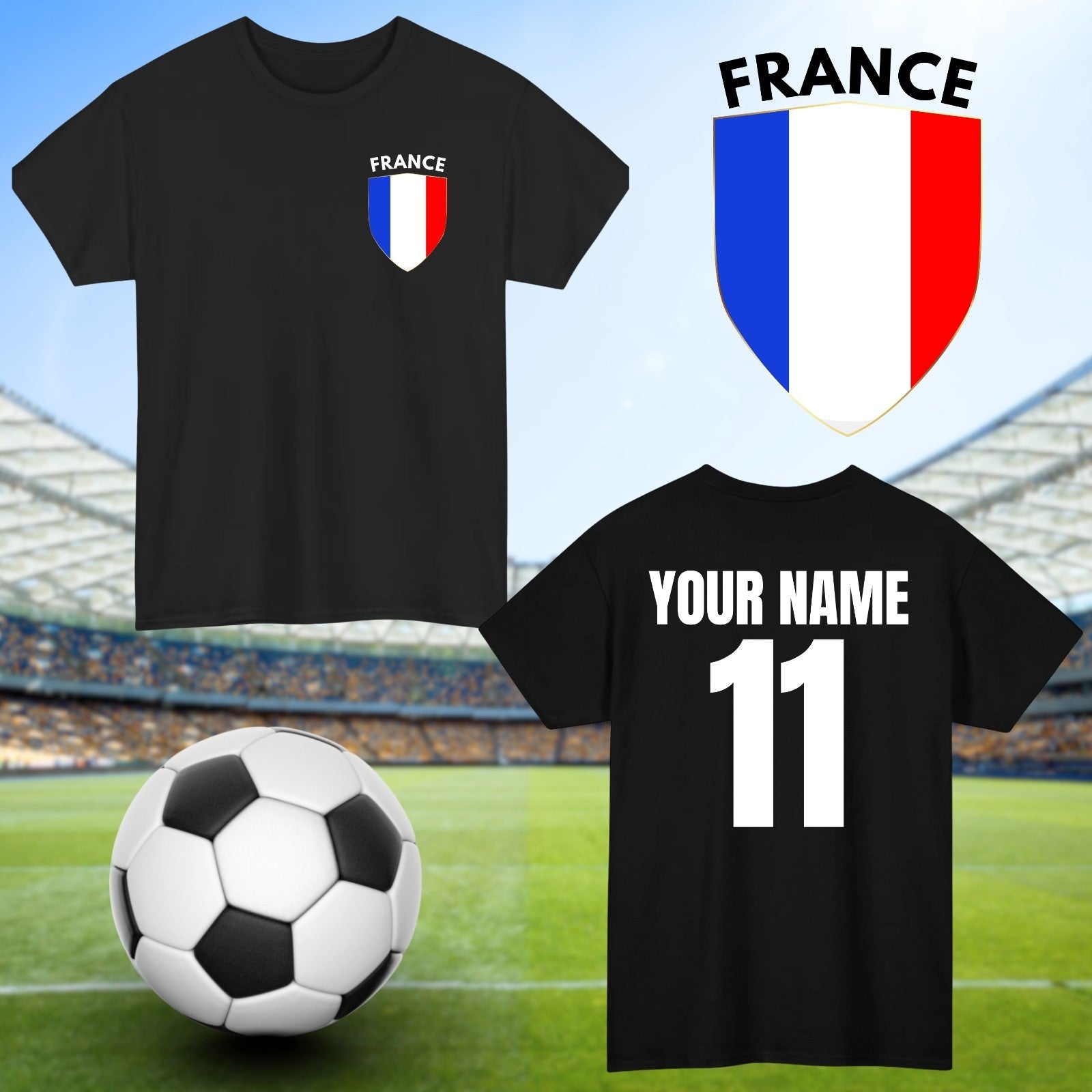 Personalised France Football T-Shirt Custom Name And Number Sports Lover To