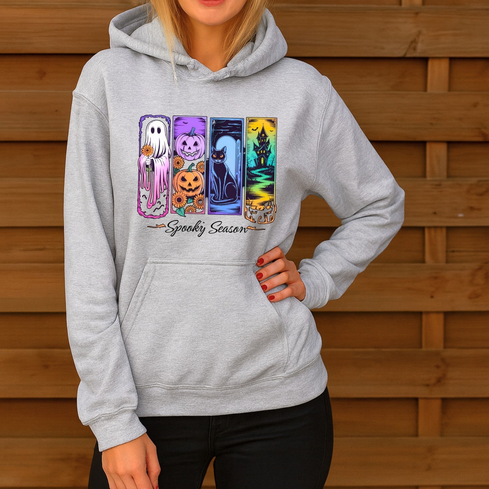 Spooky Season Hoodie | Halloween Ghost & Pumpkin Design | Cute Spooky Sweatshirt