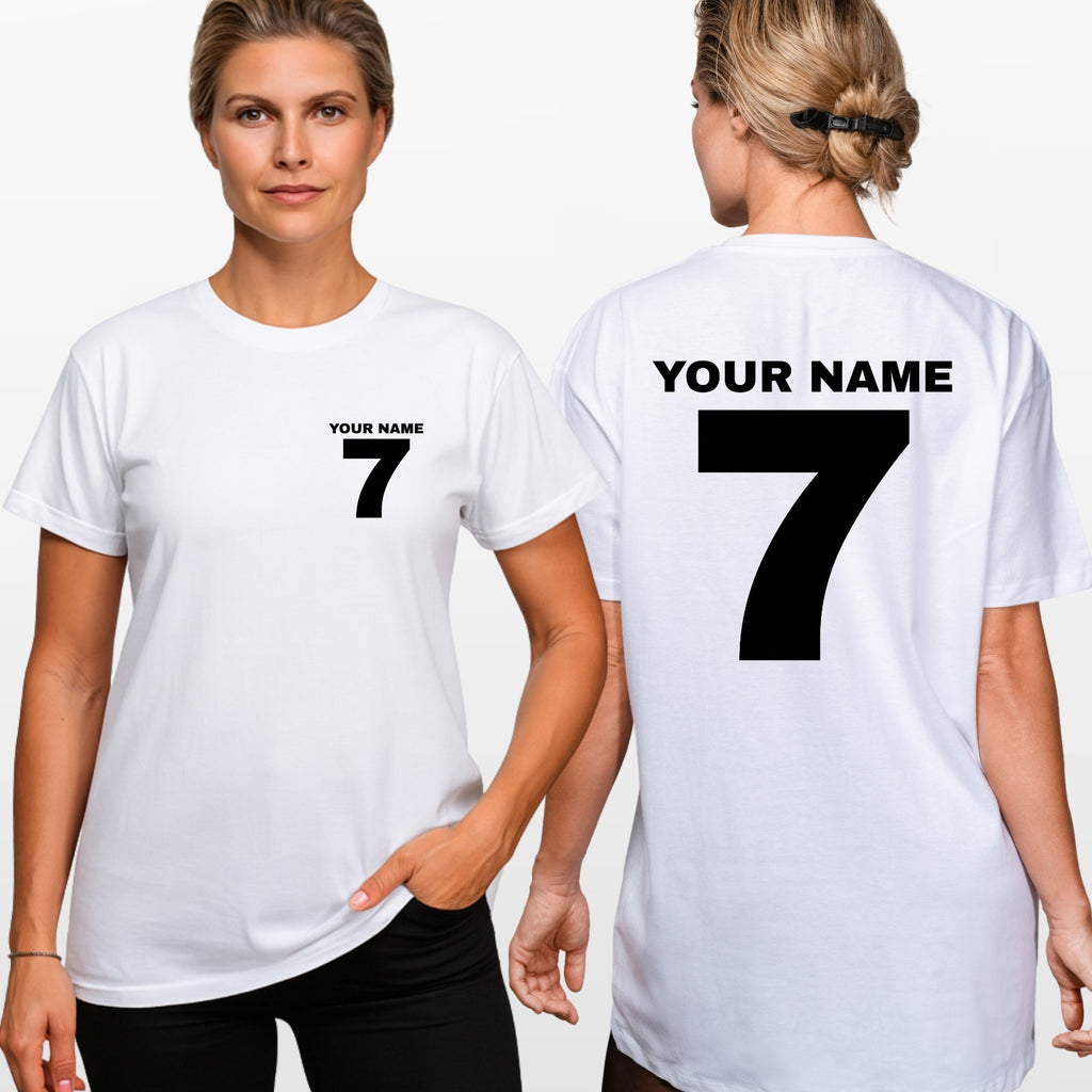 Personalised Football T Shirt Custom Name Number Unisex Cotton Tee Top UK