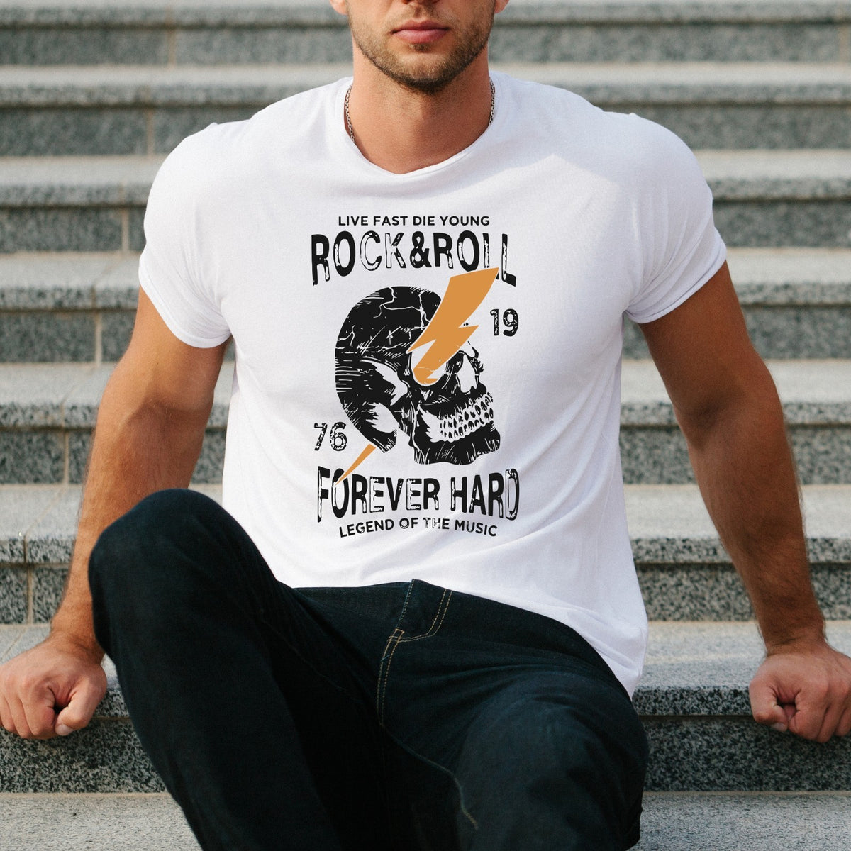 KAM Big Fashion Rock N Roll T Shirt Cotton Short Sleeve Casual Tee