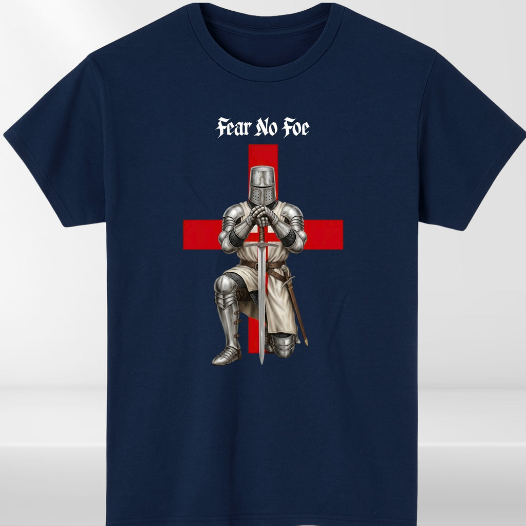 St George's Day Fear No Foe T-Shirt England Knight Cross Unisex Gift Medieval Te