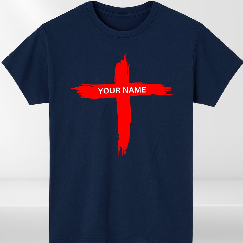 Personalised Cross T-Shirt Family Matching Easter Christian Black Cotton Top