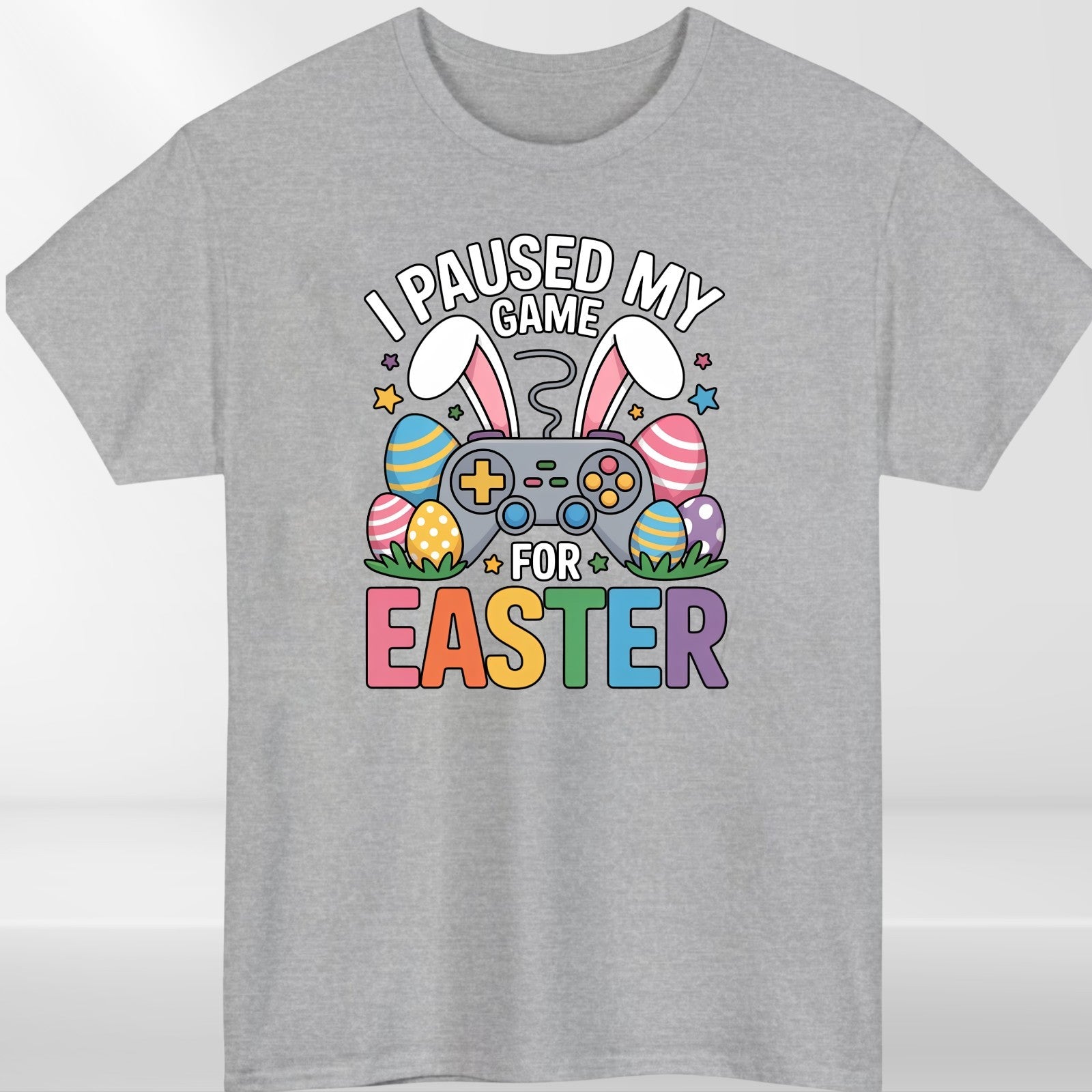 I Paused My Game For Easter T-Shirt Funny Gamer Bunny Black Cotton Unisex