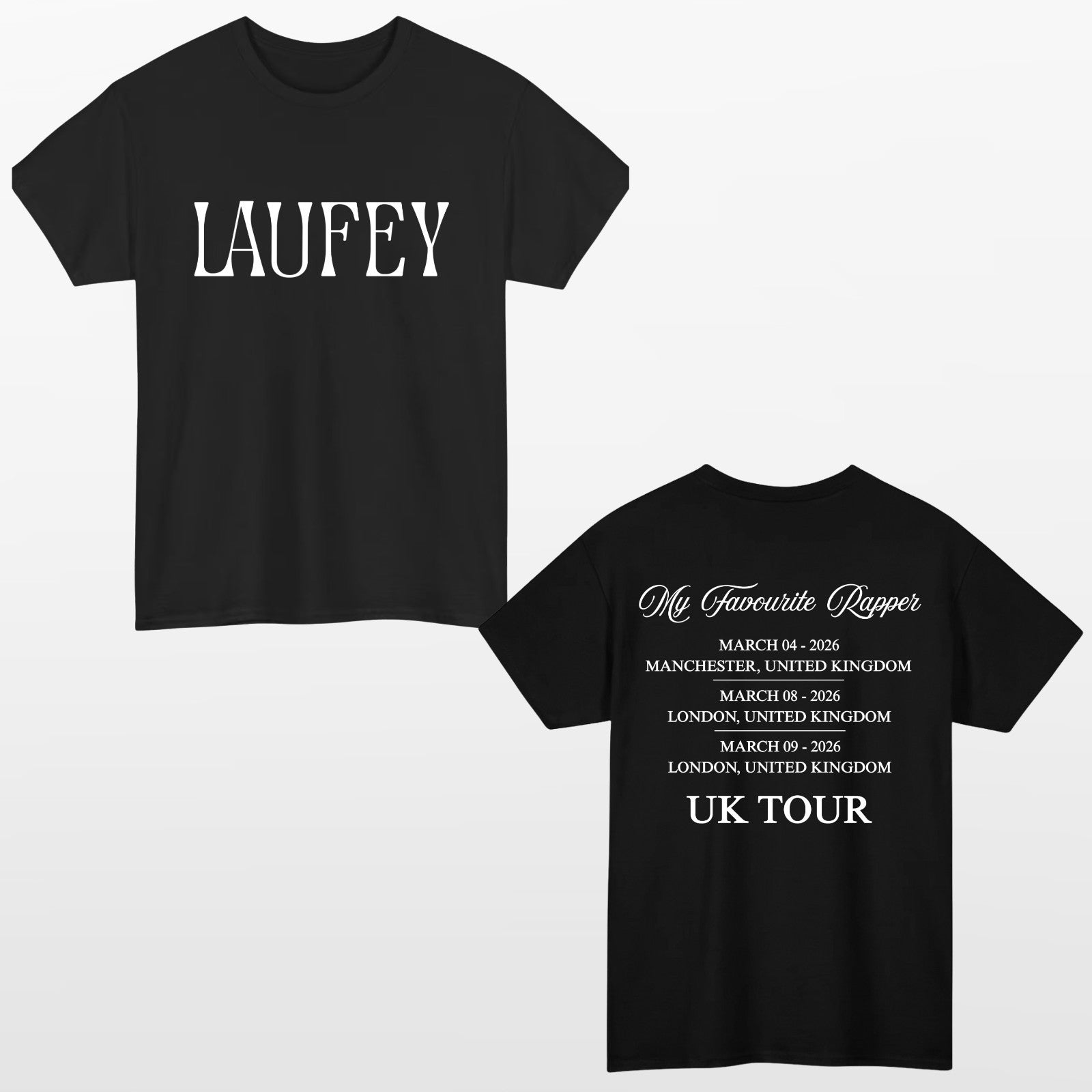 Laufey Favourite Rapper UK Tour Style T Shirt Front & Back Print Music Fan Tee