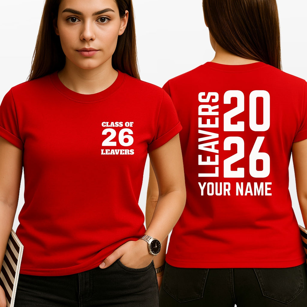 School Leavers Class Of 2026 T Shirt Personalised Name Kids Unisex Gift
