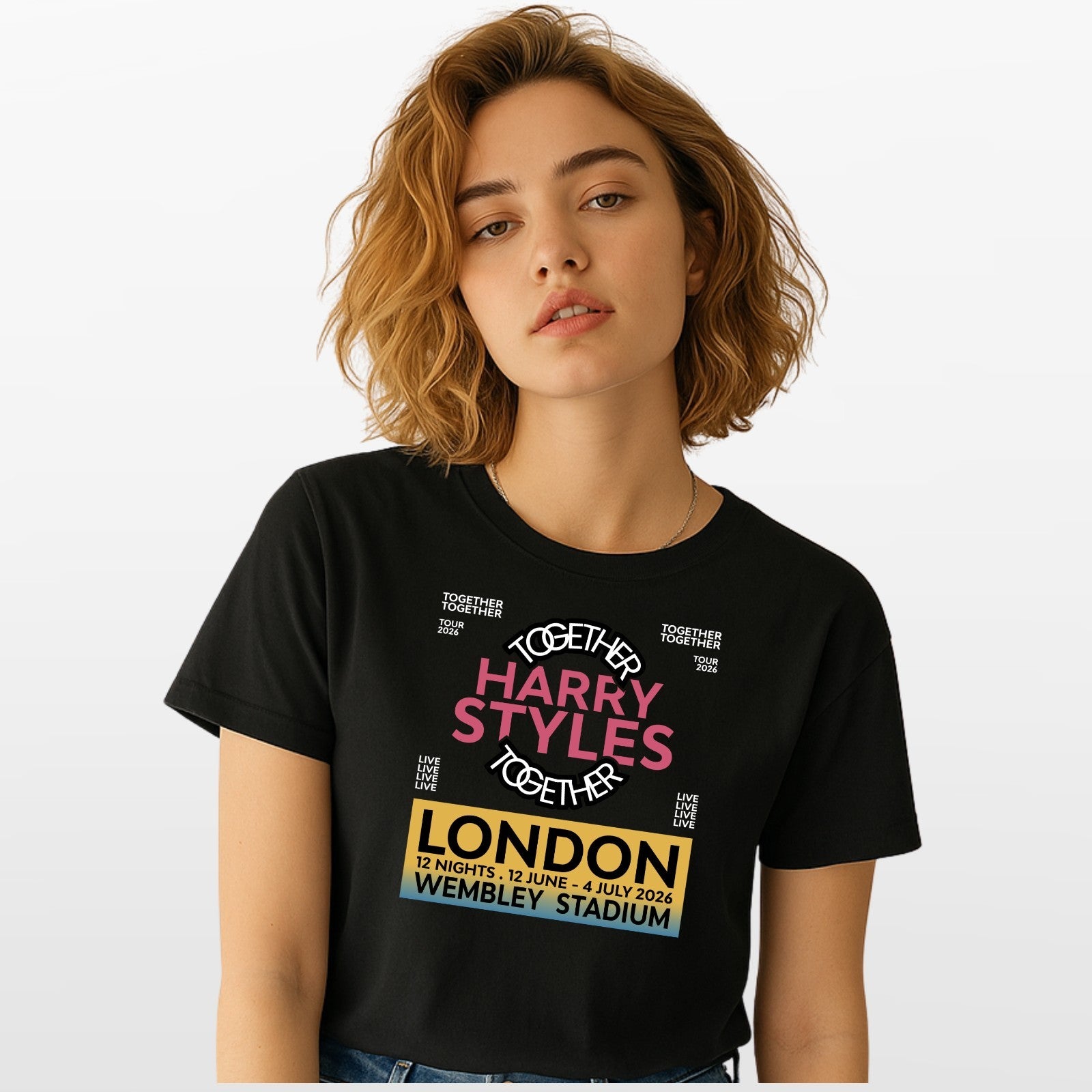 Harry Styles Together Tour 2026 T-Shirt Wembley London Navy Concert Merch