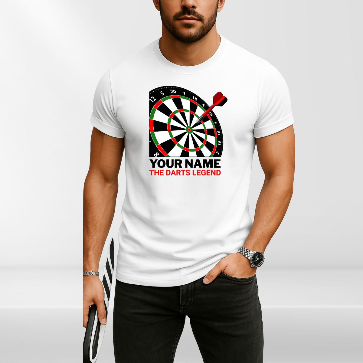 Personalised Darts T Shirt Any Name The Darts Legend Gift Unisex Tee