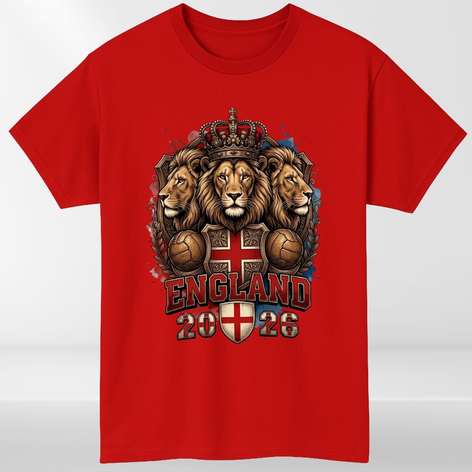England 2026 Three Lions Inspired T Shirt Football Fan Graphic Gift Tee UK