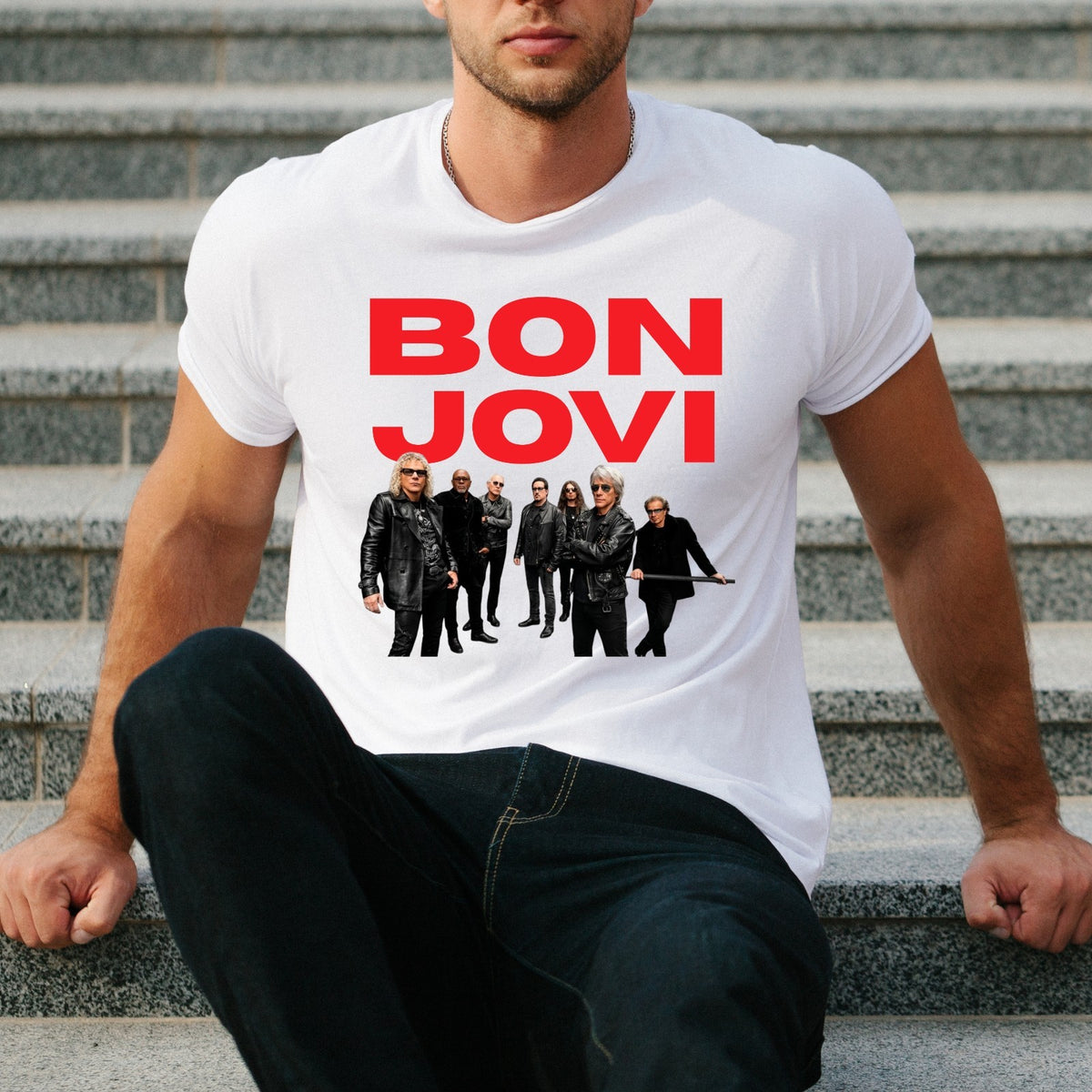 Bon Jovi Inspired T-Shirt Band Merch Heart Unisex Tee Tour Rock Top
