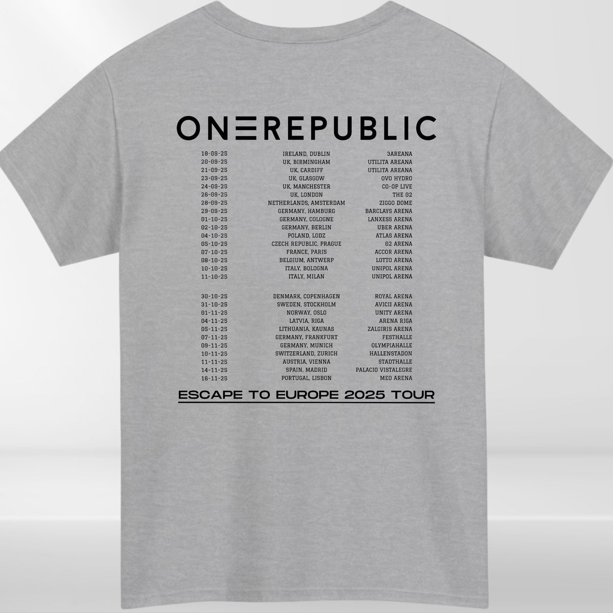 One Republic T-Shirt, Escape To Europe 2025 Tour Dates Concert Fan Gift Tee Top