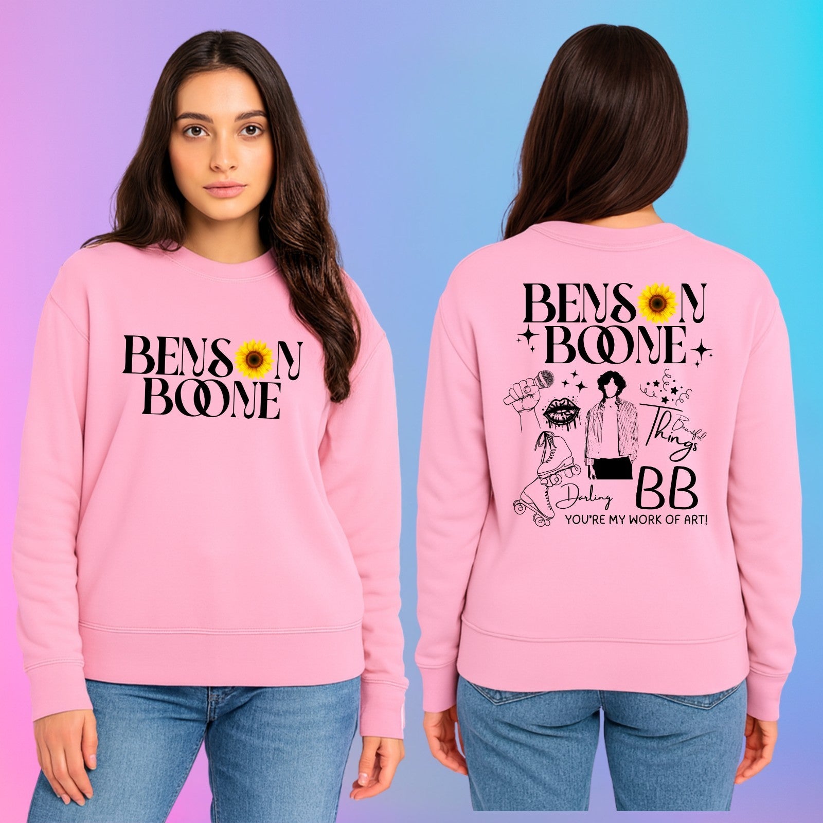 Emotional Pop Front & Back Jumper  Benson Boone concert lyrics Jumper top