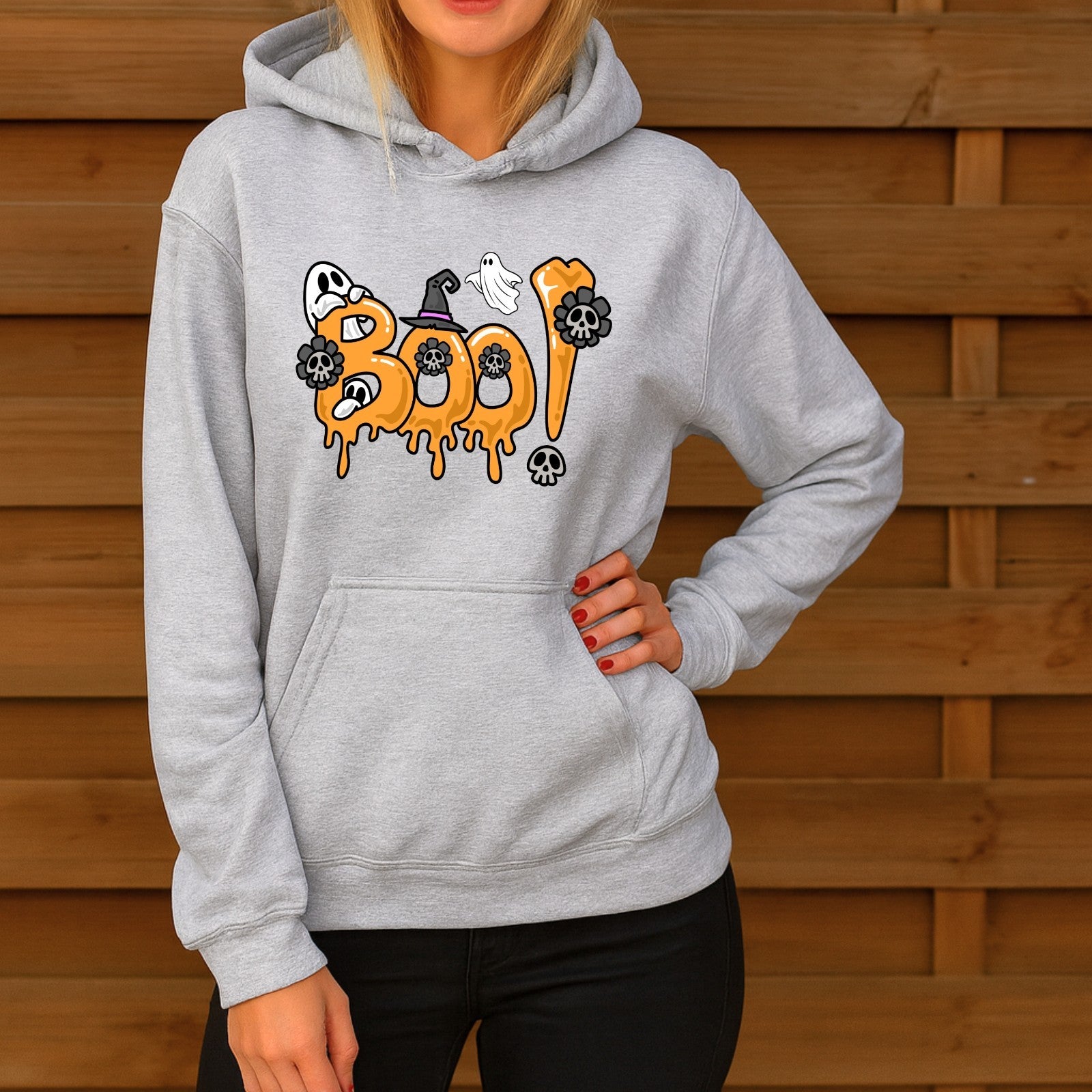 BOO! Halloween Hoodie | Funny Ghost & Skull Design | Spooky Unisex Sweatshirt |
