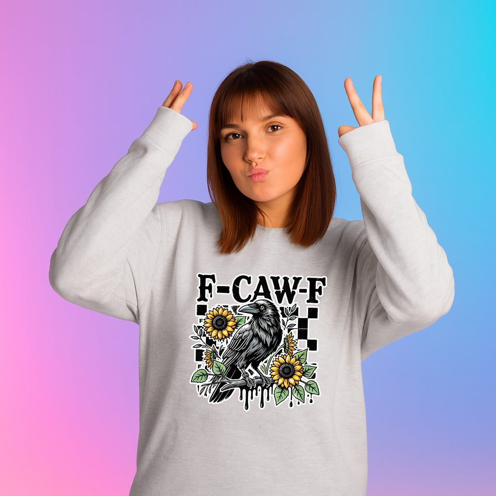 F-CAW-F Sarcastic Chicken Sweatshirt Printed Funny Gothic Gift Crew Neck Jumper