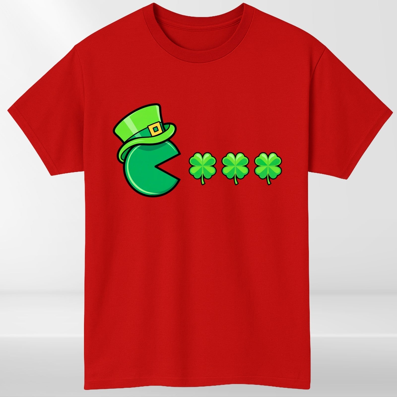 Funny Irish Pac Man Shamrock T Shirt St Patricks Day Gaming Tee Unisex