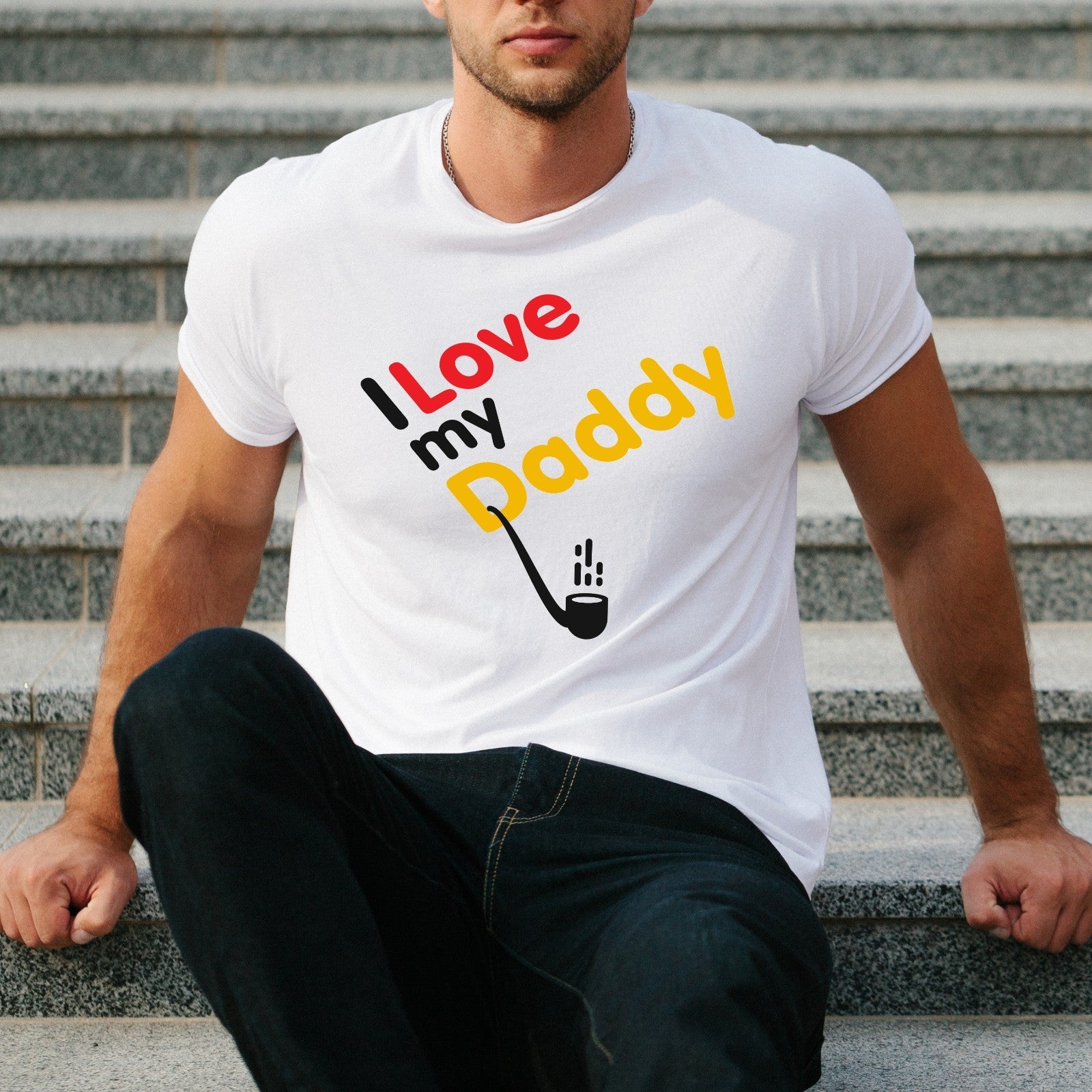 I Love My Daddy T-Shirt Funny Fathers Day Gift Kids Baby Dad Tee Cute Family Top