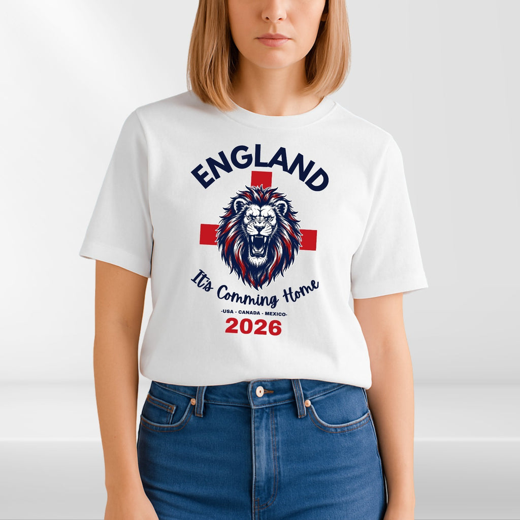 England Football T-Shirt It's Coming Home 2026 World Cup Lion Unisex Tee