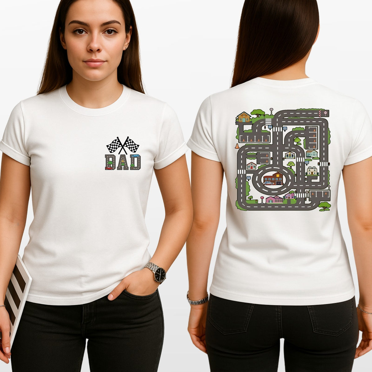 Funny Racing Dad T Shirt Fathers Day Car Track Daddy Unisex Gift Tee Top