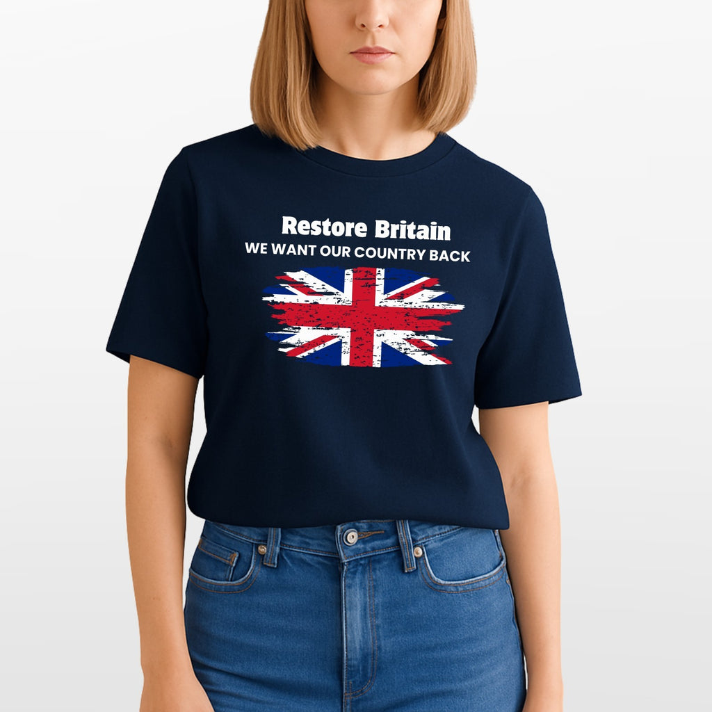 Restore Britain Union Jack T-Shirt - We Want Our Country Back - Unisex Tee