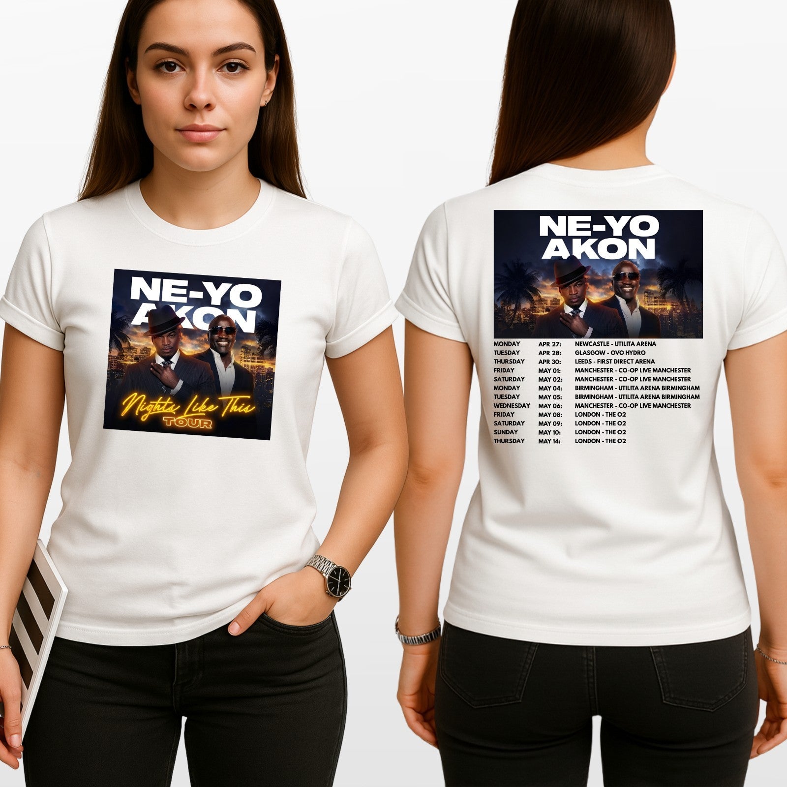 Ne-Yo & Akon Adults T-Shirt Nights Like This Music Inspired Top New