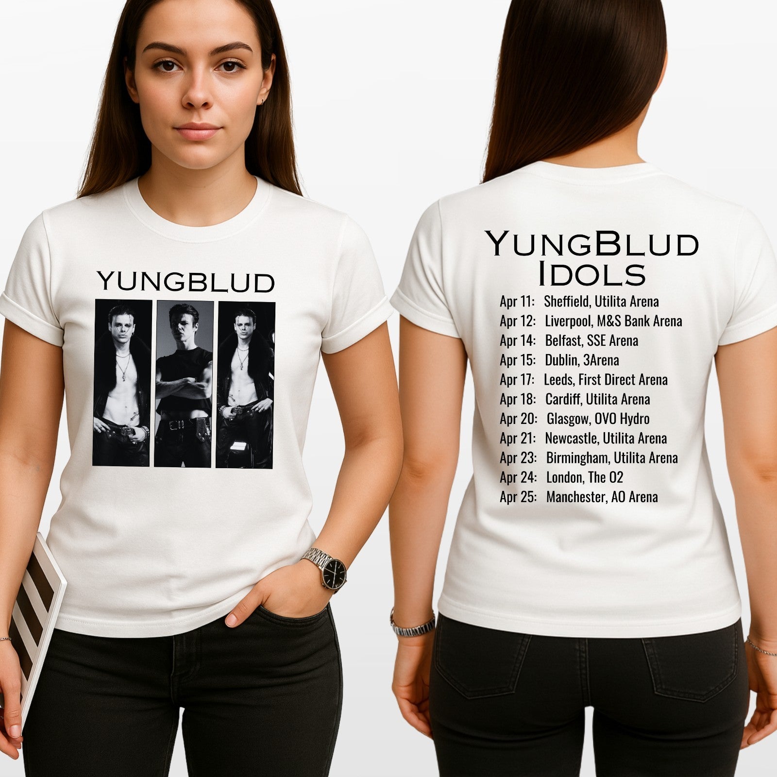 Yungblud Idols UK Tour 2026 T-Shirt Rock Band Concert Dates Music Fan Top