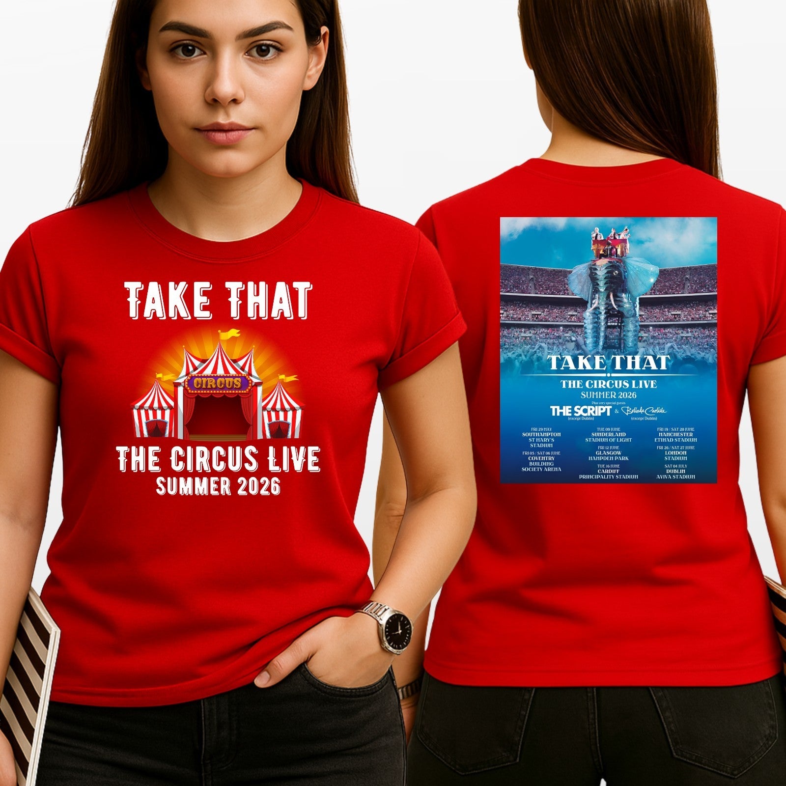 Take That The Circus Live Summer 2026 T-Shirt Double Sided Concert Merch