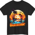 Summer  T-Shirt – Surfboard & Palm Trees Graphic Tee, Beach Vibes Shirt