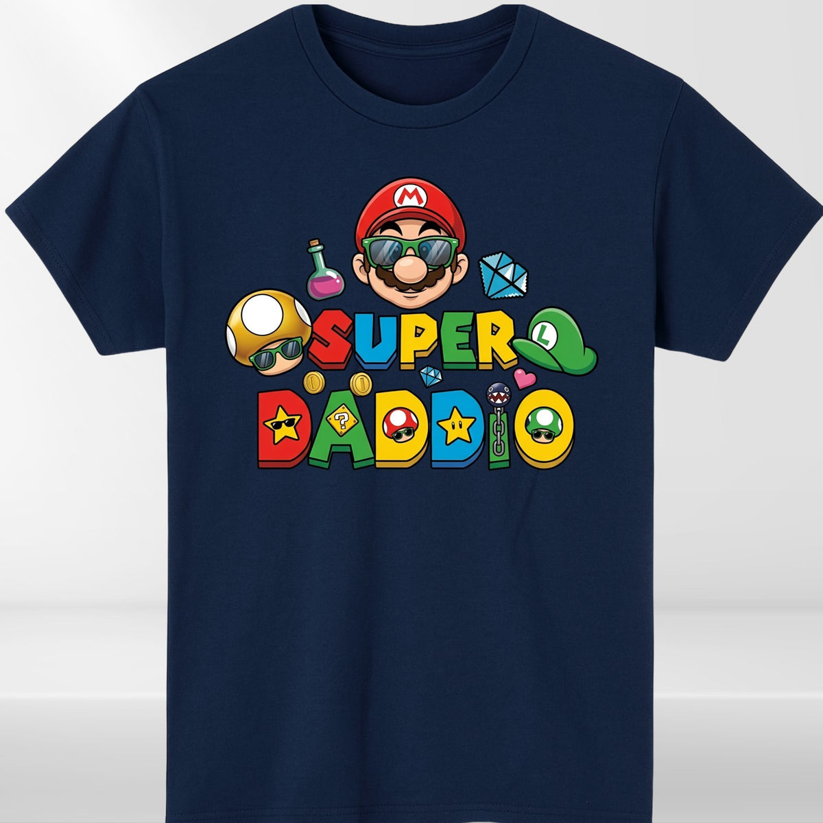 Super Mario Daddio Inspired T Shirt Funny Gaming Dad Unisex Gift Tee Top