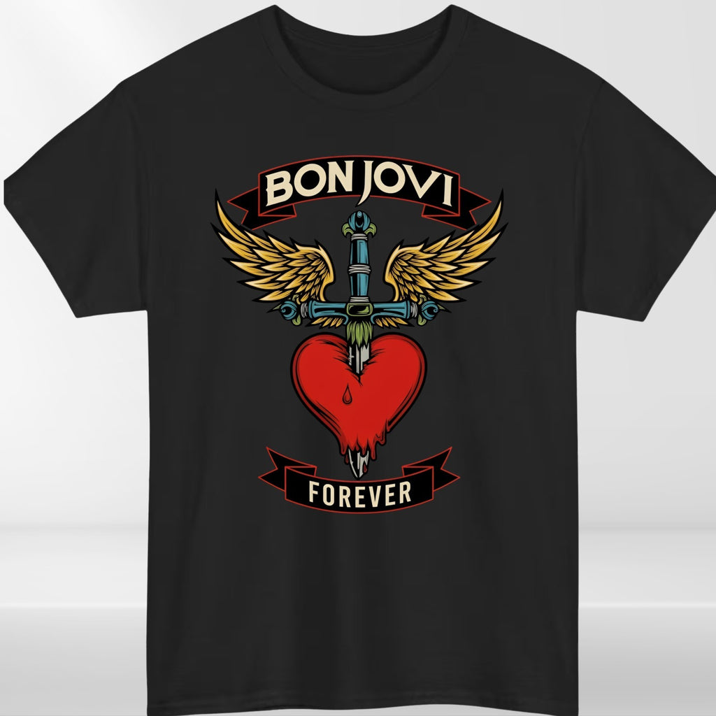 Bon Jovi Forever Inspired T-Shirt Band Merch Heart – Vintage Rock Band Concert