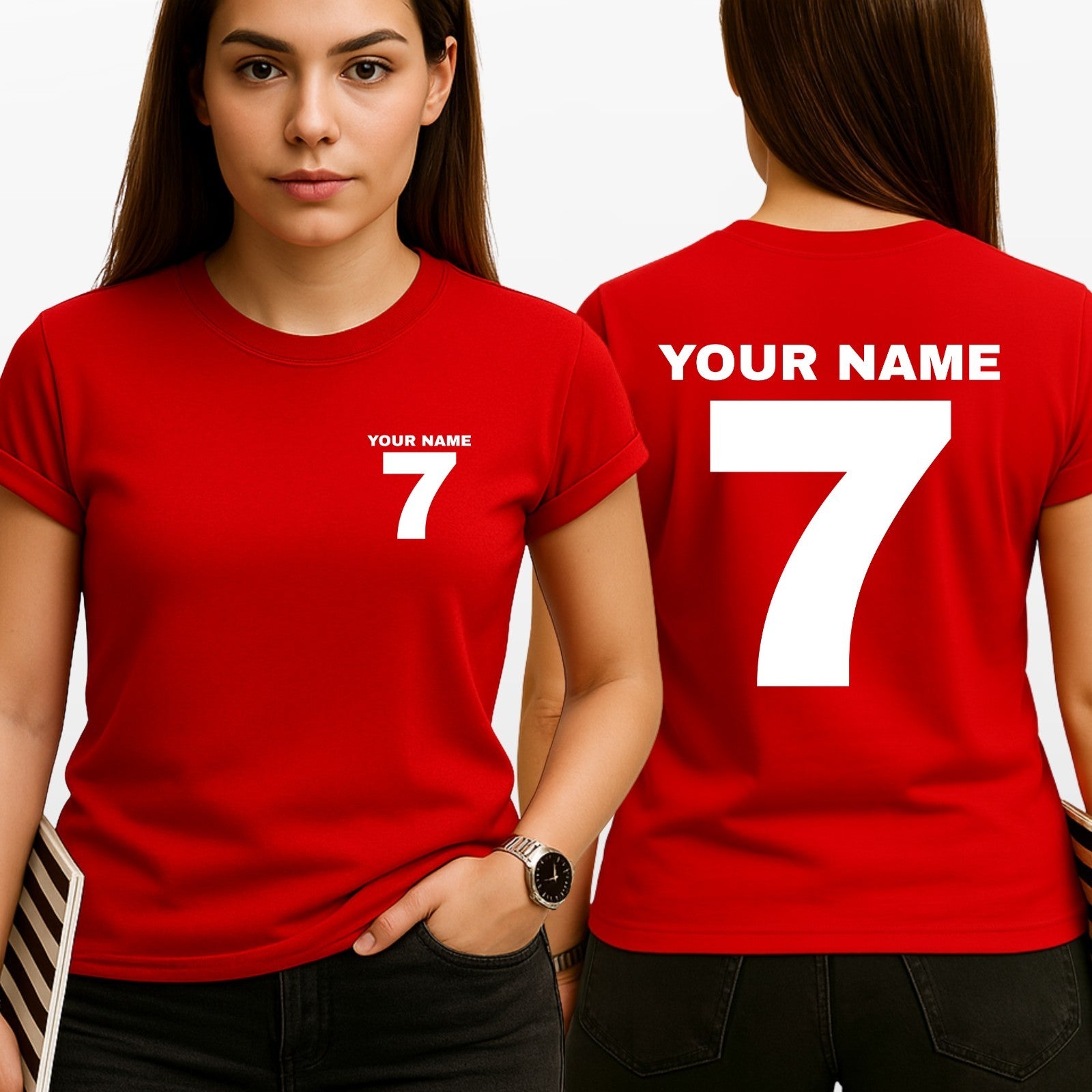Personalised Football T Shirt Custom Name Number Unisex Cotton Tee Top UK